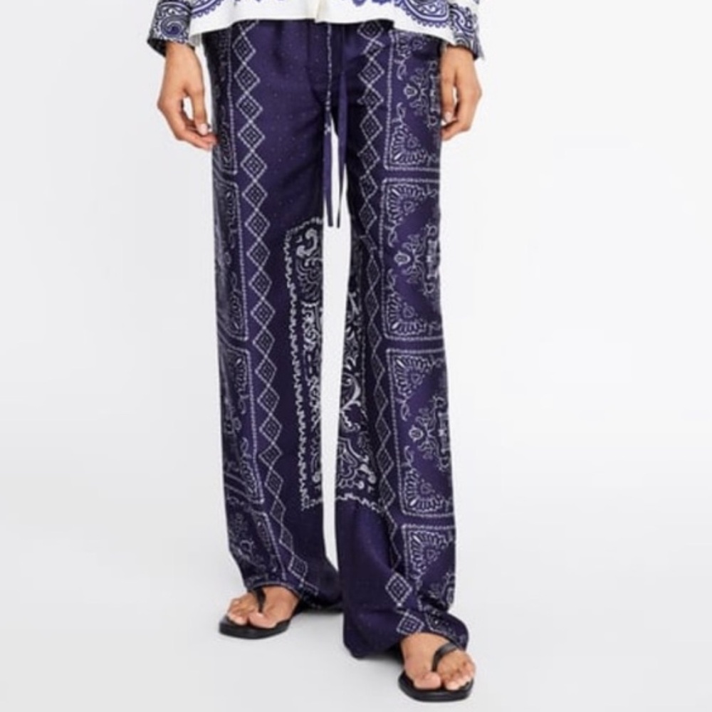 Zara Scarf Print Wide Leg Pant